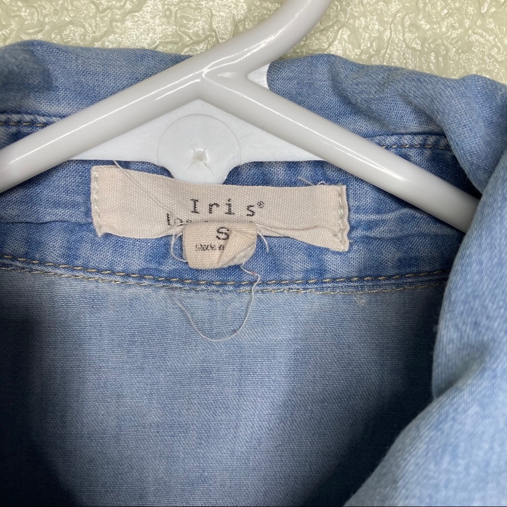 Iris Small Button Down Denim Shirt - image 2